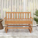 2-Person Outdoor Acacia Wood Glider Bench Patio Swing Rocking Loveseat by LJGDeals