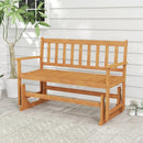 2-Person Outdoor Acacia Wood Glider Bench Patio Swing Rocking Loveseat by LJGDeals