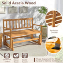 2-Person Outdoor Acacia Wood Glider Bench Patio Swing Rocking Loveseat by LJGDeals