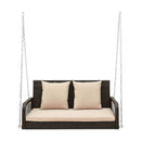 2-Person Outdoor Wicker Porch Swing with Seat and Back Cushions by LJGDeals