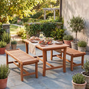 2-Person Outdoor Wood Bench with Slatted Seat - Set of 2 by LJGDeals