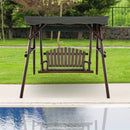 2-Person Outdoor Wooden Porch Swing with an Adjustable Canopy by LJGDeals