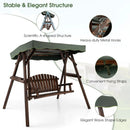 2-Person Outdoor Wooden Porch Swing with an Adjustable Canopy by LJGDeals