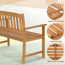 2-Person Patio Acacia Wood Bench with Backrest and Armrests by LJGDeals