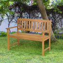2-Person Patio Acacia Wood Bench with Backrest and Armrests by LJGDeals