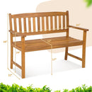 2-Person Patio Acacia Wood Bench with Backrest and Armrests by LJGDeals