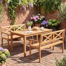 2-Person Patio Acacia Wood Garden Chair with Armrests and Backrest for Backyard by DirectDeals