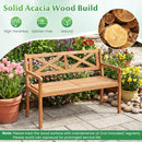 2-Person Patio Acacia Wood Garden Chair with Armrests and Backrest for Backyard by LJGDeals