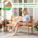 2-Person Patio Acacia Wood Garden Chair with Armrests and Backrest for Backyard by LJGDeals