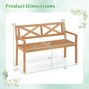 2-Person Patio Acacia Wood Garden Chair with Armrests and Backrest for Backyard by LJGDeals