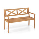 2-Person Patio Acacia Wood Garden Chair with Armrests and Backrest for Backyard by LJGDeals