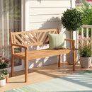 2-Person Patio Acacia Wood Garden Chair with Armrests and Backrest for Porch by LJGDeals