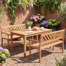 2-Person Patio Acacia Wood Garden Chair with Armrests and Backrest for Porch by LJGDeals