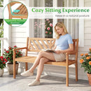 2-Person Patio Acacia Wood Garden Chair with Armrests and Backrest for Porch by LJGDeals