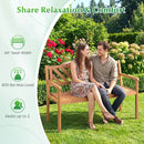 2-Person Patio Acacia Wood Garden Chair with Armrests and Backrest for Porch by LJGDeals