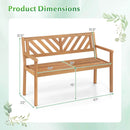 2-Person Patio Acacia Wood Garden Chair with Armrests and Backrest for Porch by DirectDeals