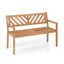 2-Person Patio Acacia Wood Garden Chair with Armrests and Backrest for Porch by LJGDeals