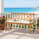 2-Person Acacia Wood Garden Bench with Removable Cushion by LJGDeals