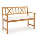 2-Person Acacia Wood Garden Bench with Removable Cushion by LJGDeals
