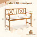 2-Person Acacia Wood Garden Bench with Removable Cushion by LJGDeals
