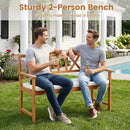 2-Person Acacia Wood Garden Bench with Removable Cushion by LJGDeals