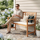 2-Person Acacia Wood Garden Bench with Removable Cushion by LJGDeals