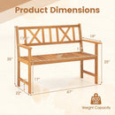 2-Person Acacia Wood Garden Bench with X-Shaped Backrest by LJGDeals