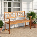 2-Person Acacia Wood Garden Bench with X-Shaped Backrest by LJGDeals