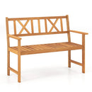 2-Person Acacia Wood Garden Bench with X-Shaped Backrest by LJGDeals