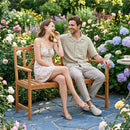 2-Person Acacia Wood Garden Bench with X-Shaped Backrest by LJGDeals