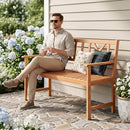 2-Person Acacia Wood Garden Bench with X-Shaped Backrest by LJGDeals