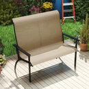 2-Person Patio Garden Bench with High Back and Armrests-Coffee by LJGDeals