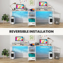 2-Person Reversible Computer Desk Long Office Desk with LED Lights by LJGDeals