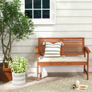 2-Person Solid Wood Patio Bench with Backrest and Cushion by LJGDeals