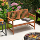 2-Person Solid Wood Patio Bench with Backrest and Cushion by LJGDeals
