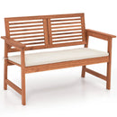 2-Person Solid Wood Patio Bench with Backrest and Cushion by LJGDeals
