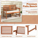 2-Person Solid Wood Patio Bench with Backrest and Cushion by LJGDeals
