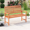 2-Person Wooden Garden Bench with Slatted Backrest and Comfortable Armrests by LJGDeals