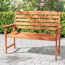 2-Person Wooden Garden Bench with Slatted Backrest and Comfortable Armrests by LJGDeals