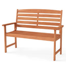 2-Person Wooden Garden Bench with Slatted Backrest and Comfortable Armrests by LJGDeals