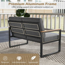 2 Piece Patio Aluminum Furniture Set with Wood-Plastic Armrests and Tabletop-Gray by LJGDeals