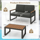 2 Piece Patio Aluminum Furniture Set with Wood-Plastic Armrests and Tabletop-Gray by LJGDeals