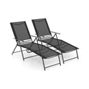 2 Piece Patio Folding Chaise Lounge Chairs Recliner with 6-Level Backrest by LJGDeals