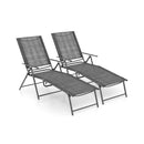 2 Piece Patio Folding Chaise Lounge Chairs Recliner with 6-Level Backrest by LJGDeals