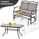 Outdoor Gliding Loveseat Chair with Tempered Glass Coffee Table-2 Pieces by LJGDeals