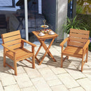 2 Piece Patio Hardwood Chair with Slatted Seat and Inclined Backrest by LJGDeals