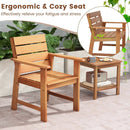 2 Piece Patio Hardwood Chair with Slatted Seat and Inclined Backrest by LJGDeals