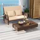 2 Piece Patio Rattan Daybed Wicker Loveseat and Ottoman with Adjustable Backrest by LJGDeals