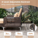 2 Piece Patio Rattan Daybed Wicker Loveseat and Ottoman with Adjustable Backrest by LJGDeals