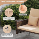 2 Piece Patio Rattan Daybed Wicker Loveseat and Ottoman with Adjustable Backrest by LJGDeals